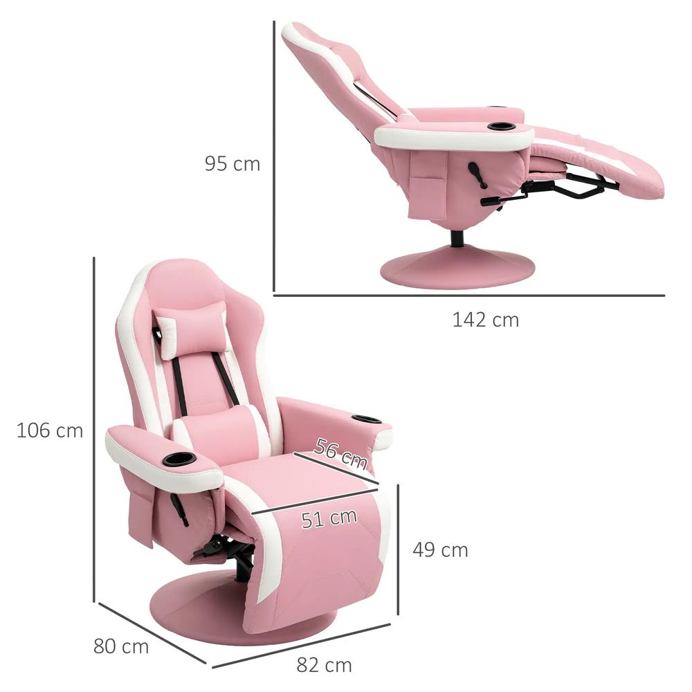 HOMCOM Manual Recliner Armchair PU Leather Lounge Chair w Adjustable Leg Rest, 135&deg; Reclining Function, 360&deg; Swivel Additional View 3