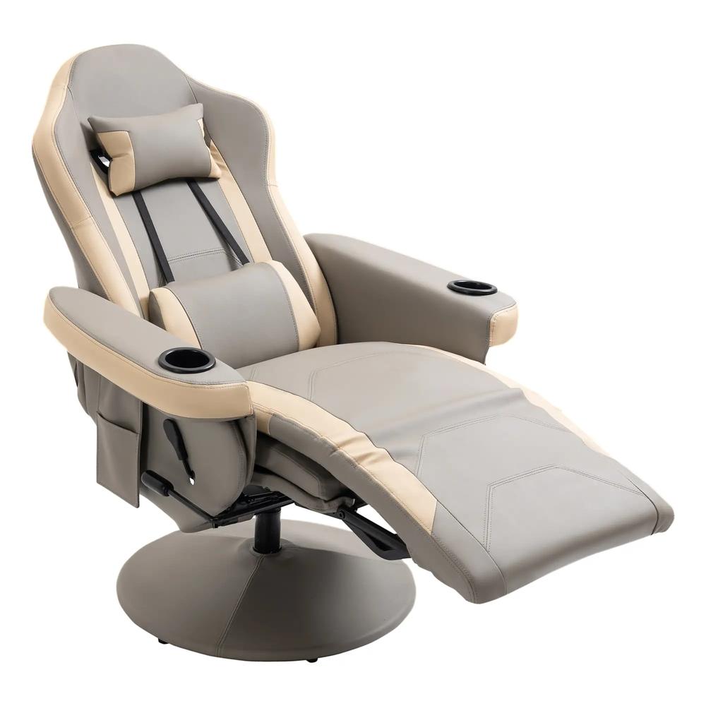 HOMCOM Manual Recliner Armchair PU Leather Lounge Chair w Adjustable Leg Rest, 135&deg; Reclining Function, 360&deg; Swivel Additional View 22