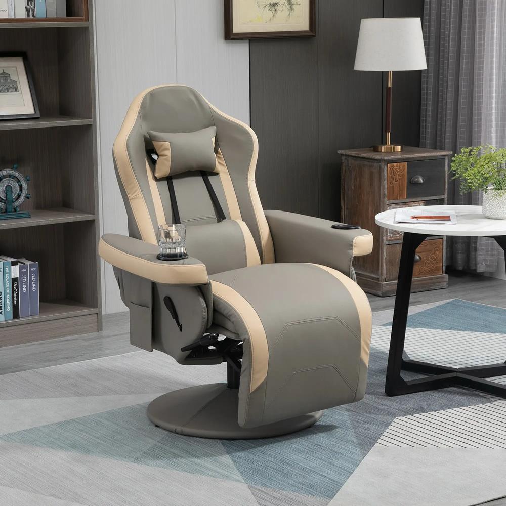 HOMCOM Manual Recliner Armchair PU Leather Lounge Chair w Adjustable Leg Rest, 135&deg; Reclining Function, 360&deg; Swivel Additional View 23