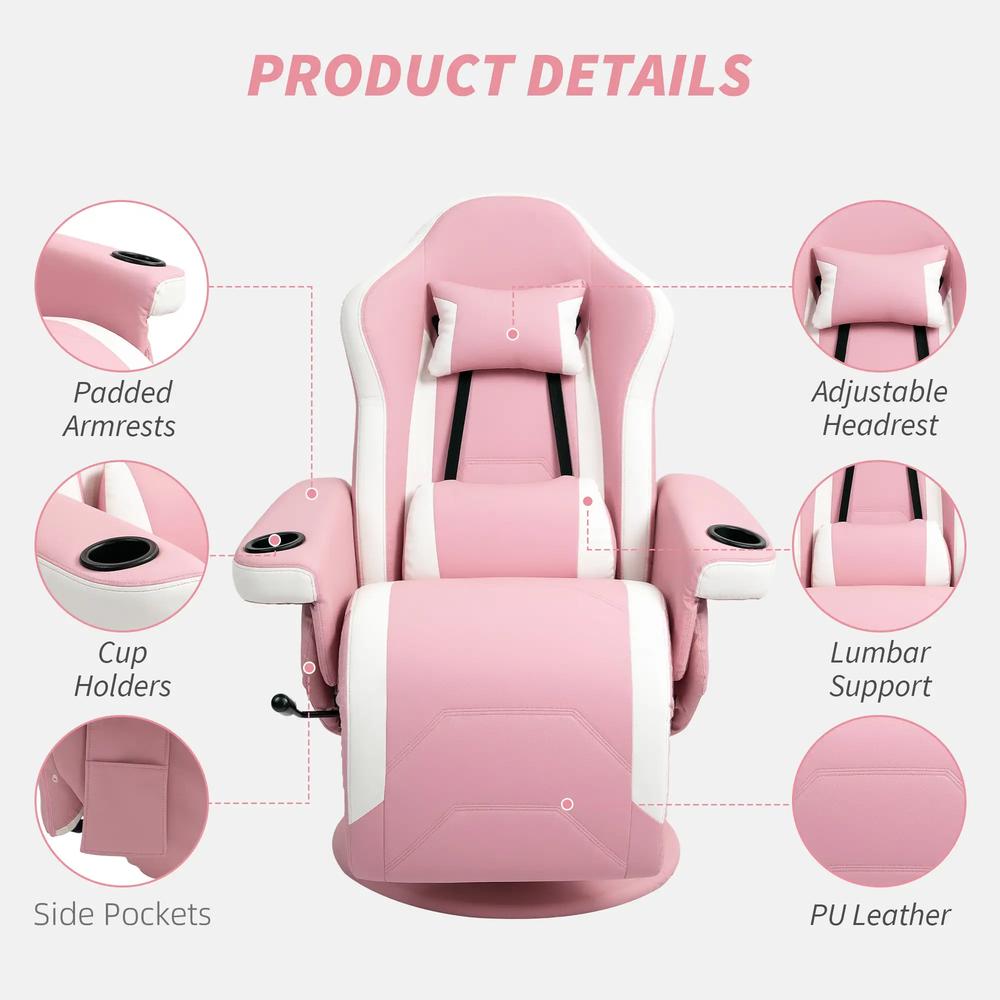 HOMCOM Manual Recliner Armchair PU Leather Lounge Chair w Adjustable Leg Rest, 135&deg; Reclining Function, 360&deg; Swivel Additional View 6