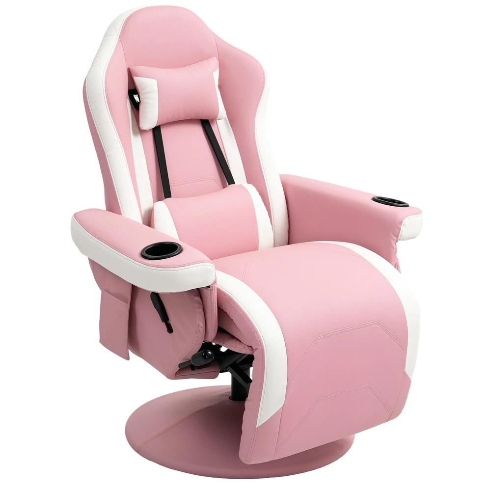 HOMCOM Manual Recliner Armchair PU Leather Lounge Chair w Adjustable Leg Rest, 135&deg; Reclining Function, 360&deg; Swivel
