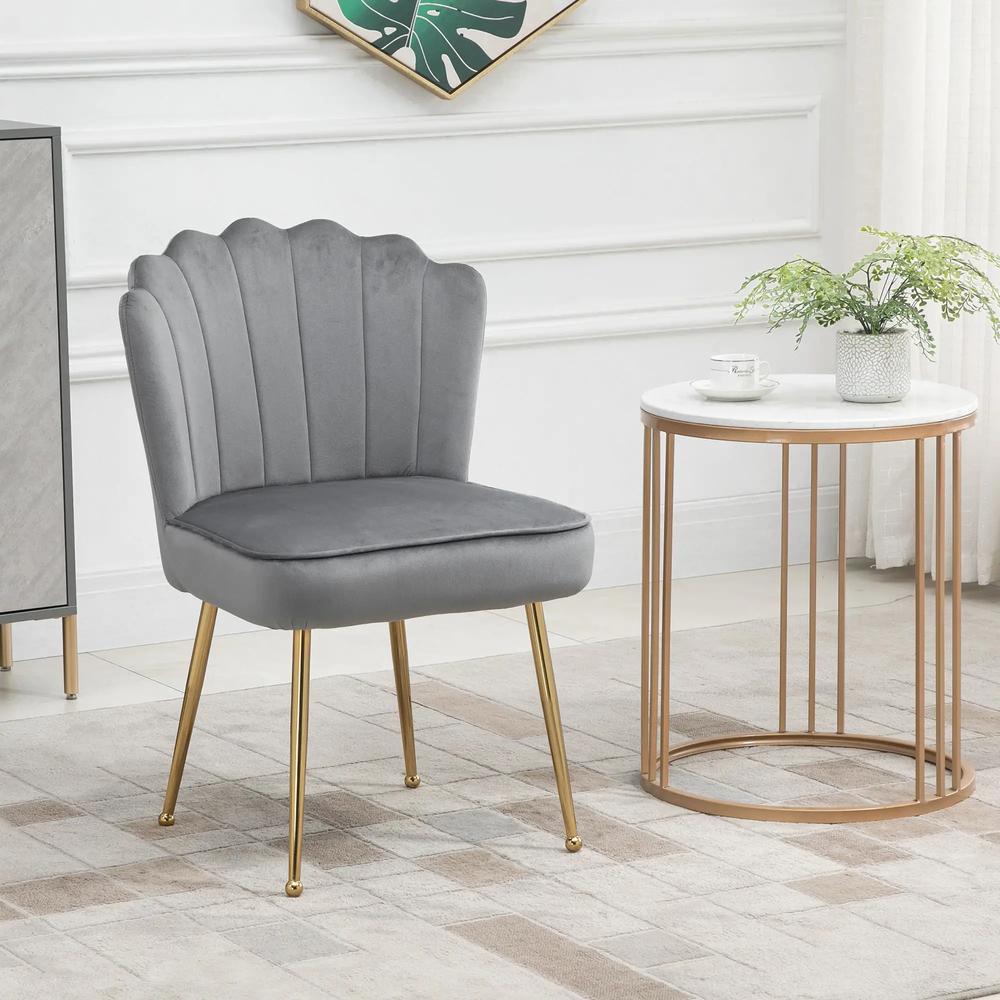 HOMCOM Velvet-Feel Shell Accent Chair Additional View 12