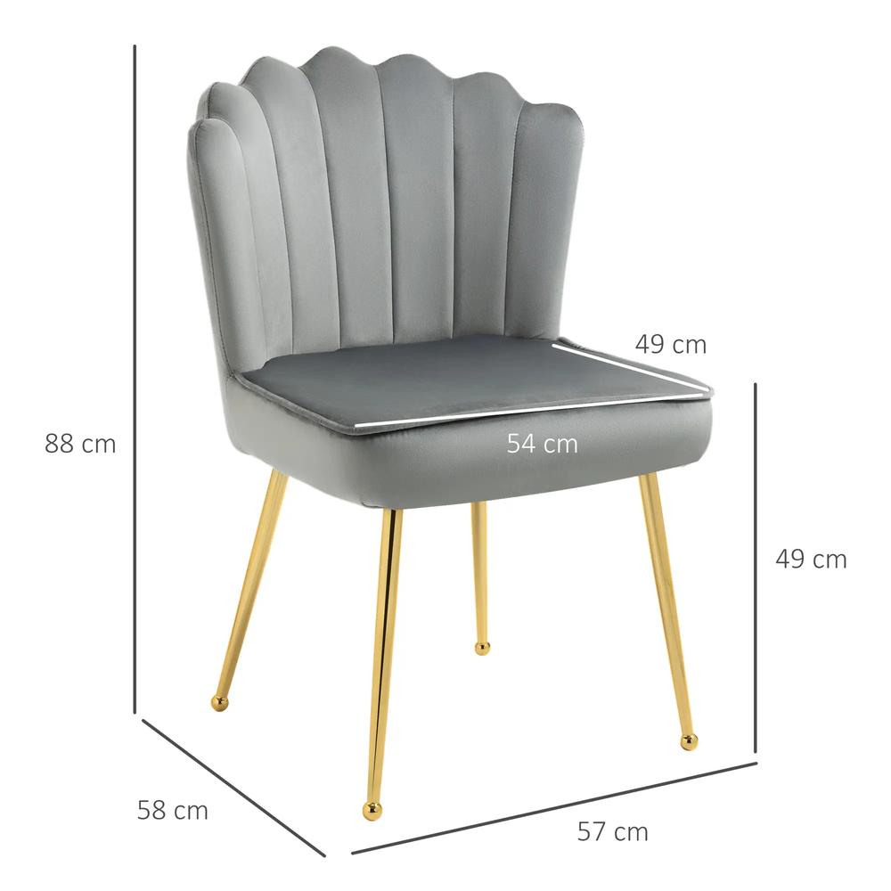 HOMCOM Velvet-Feel Shell Accent Chair Additional View 13