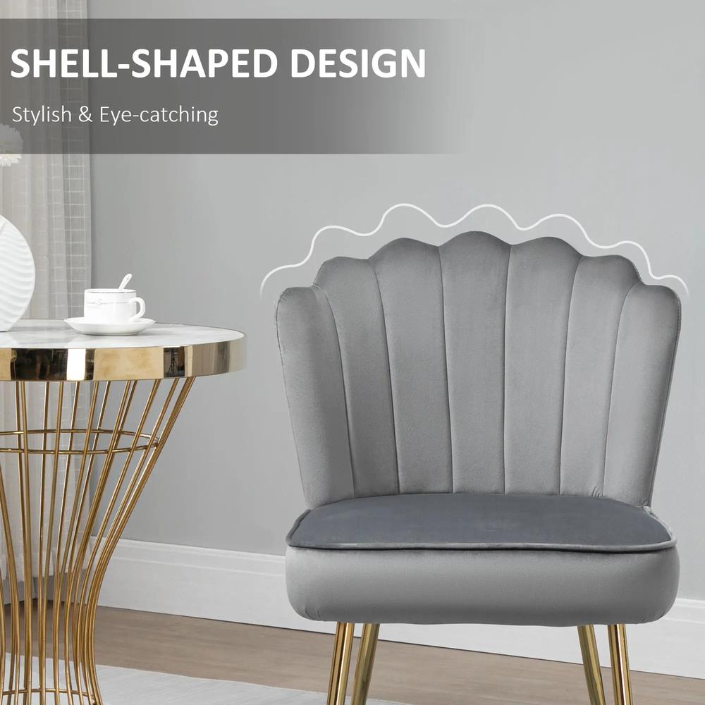HOMCOM Velvet-Feel Shell Accent Chair Additional View 15