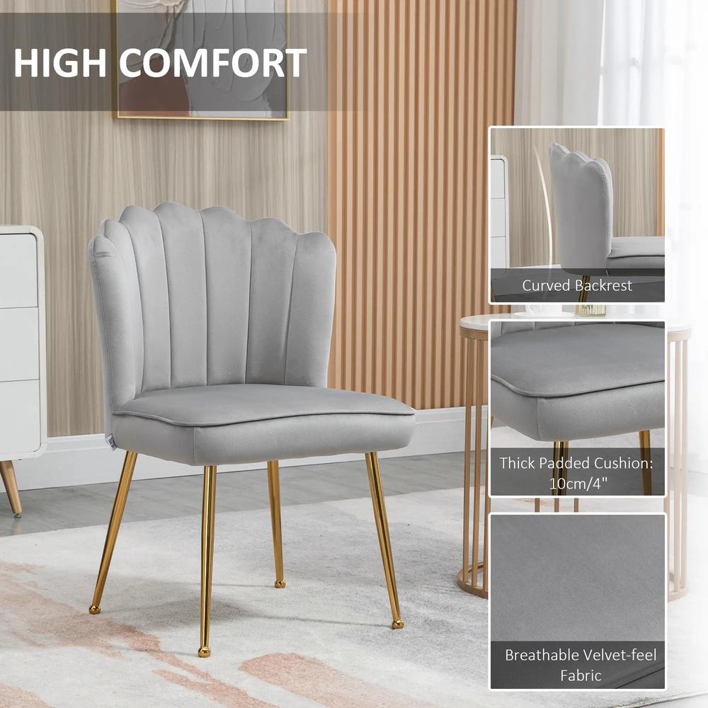 HOMCOM Velvet-Feel Shell Accent Chair Additional View 16