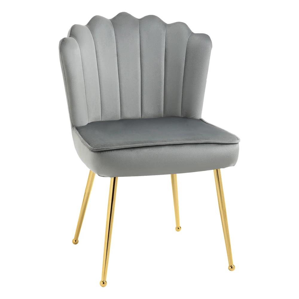 HOMCOM Velvet-Feel Shell Accent Chair Additional View 20
