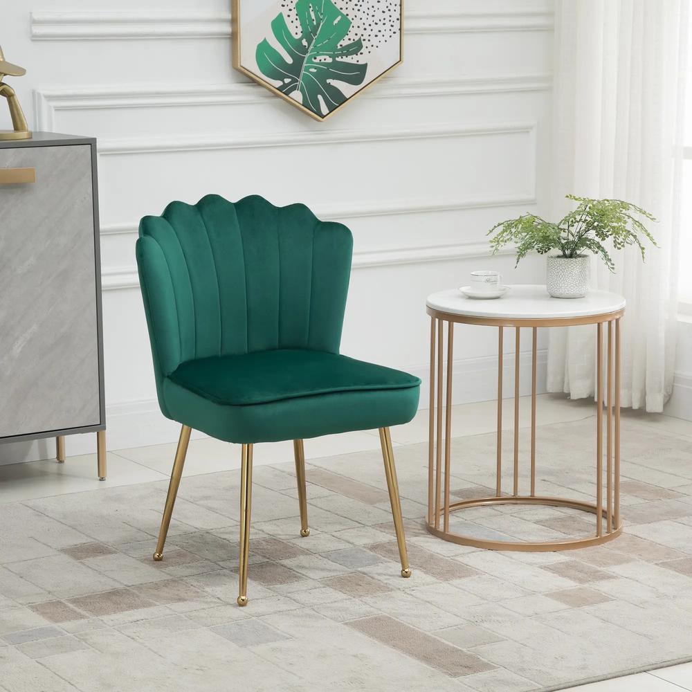 HOMCOM Velvet-Feel Shell Accent Chair Additional View 2