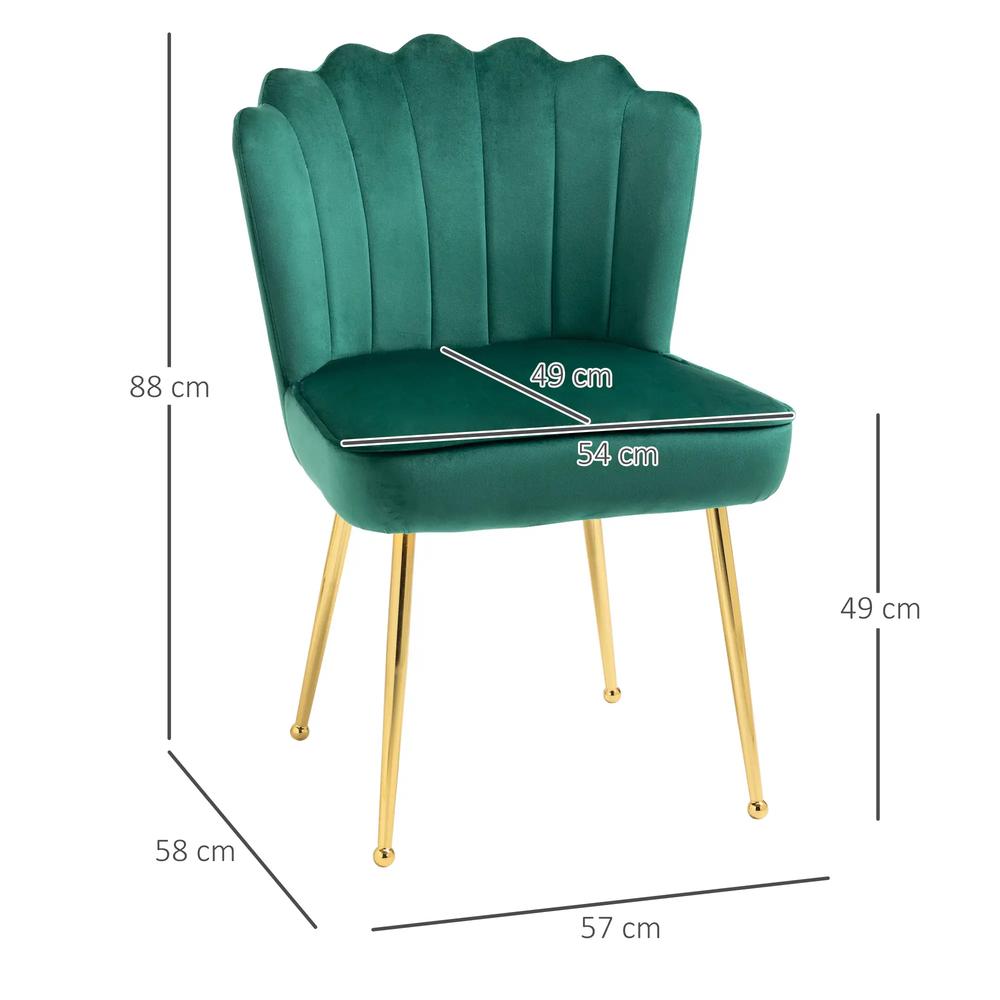 HOMCOM Velvet-Feel Shell Accent Chair Additional View 3
