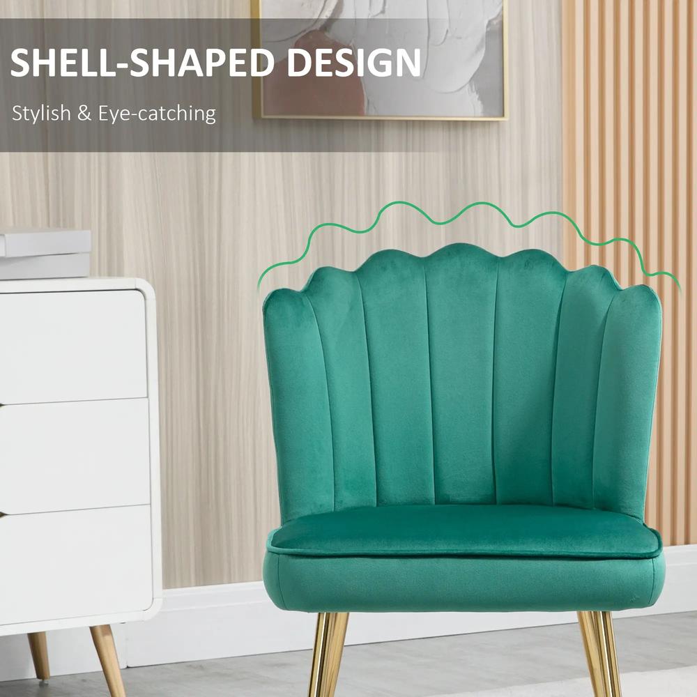 HOMCOM Velvet-Feel Shell Accent Chair Additional View 5