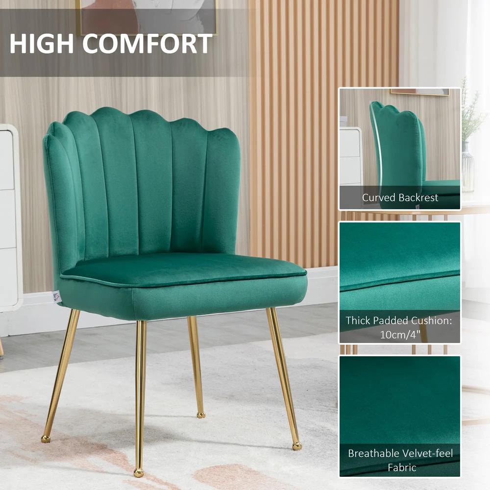 HOMCOM Velvet-Feel Shell Accent Chair Additional View 6