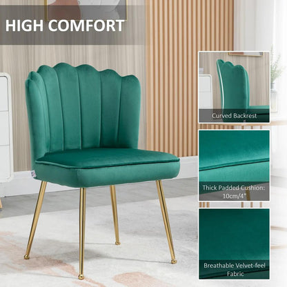 HOMCOM Velvet-Feel Shell Accent Chair Additional View 6