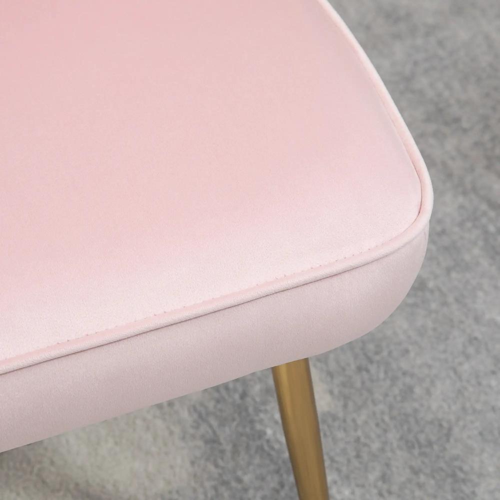 HOMCOM Velvet-Feel Shell Accent Chair with Metal Legs and Comfort Padding - Pink Additional View 11