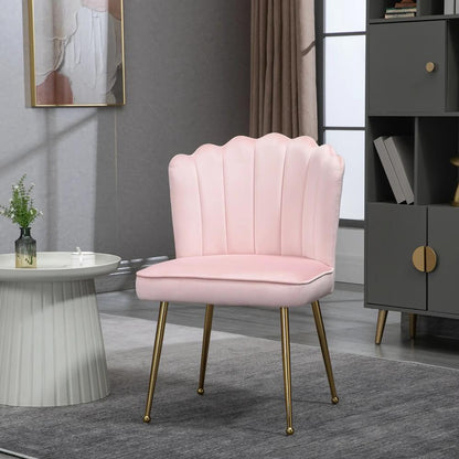 HOMCOM Velvet-Feel Shell Accent Chair with Metal Legs and Comfort Padding - Pink Additional View 12