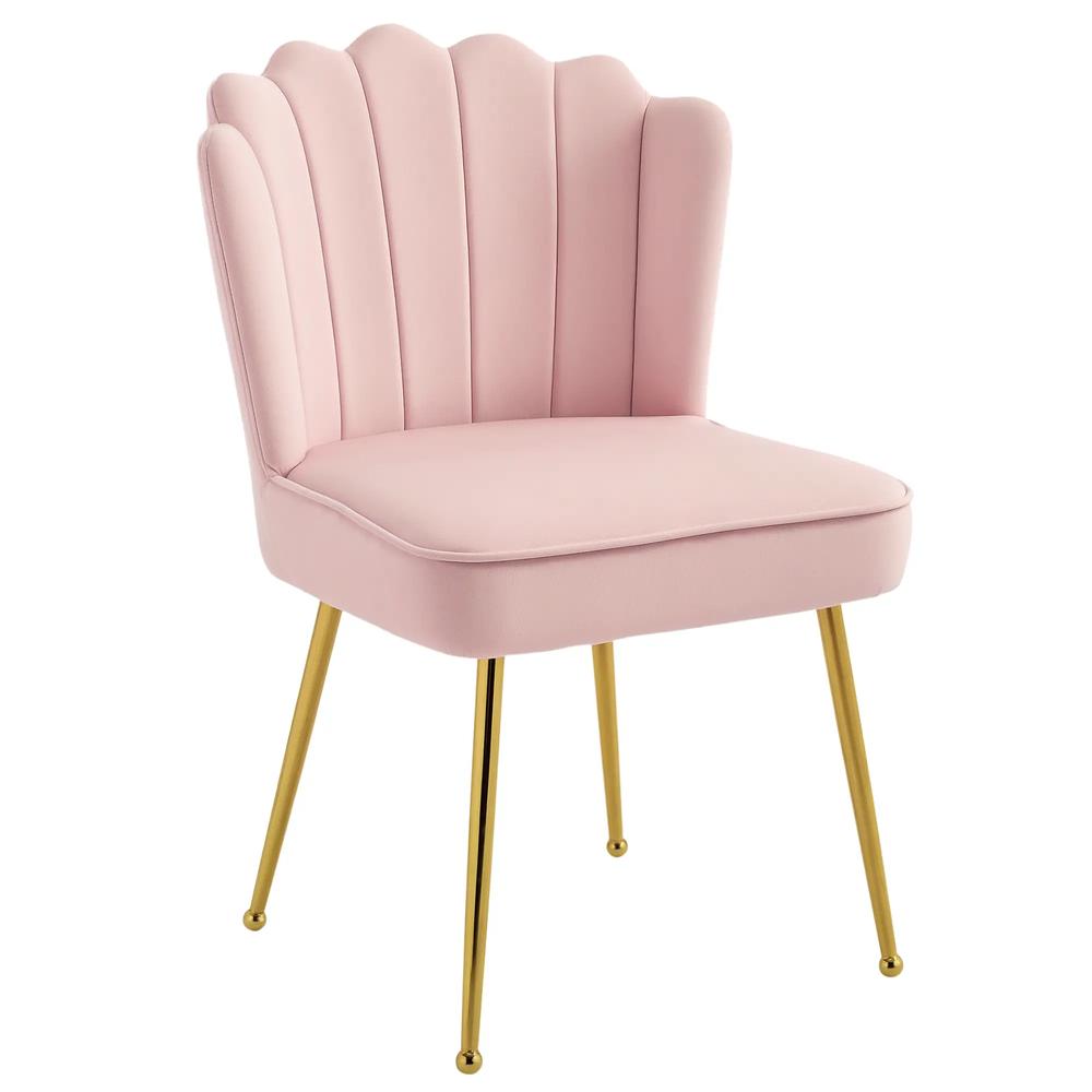 HOMCOM Velvet-Feel Shell Accent Chair with Metal Legs and Comfort Padding - Pink Additional View 13