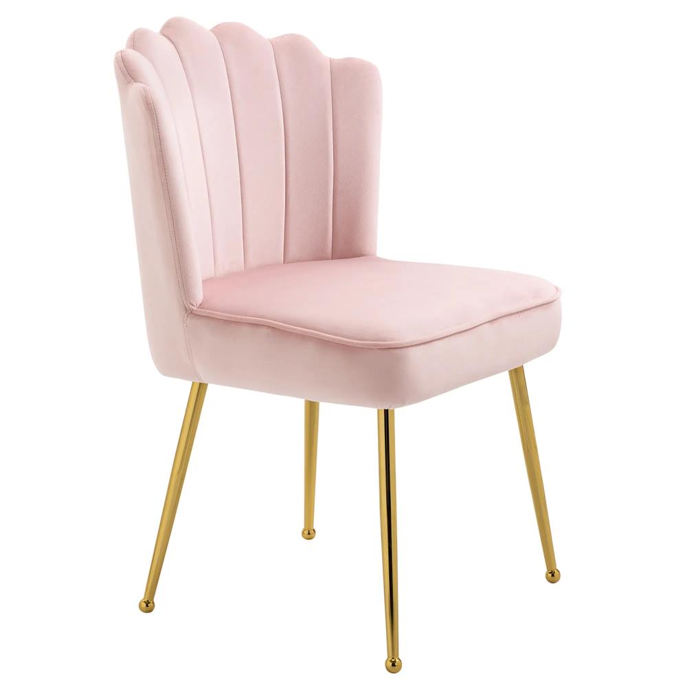 HOMCOM Velvet-Feel Shell Accent Chair with Metal Legs and Comfort Padding - Pink Additional View 14