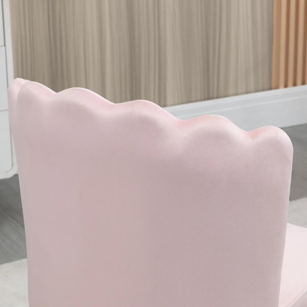 HOMCOM Velvet-Feel Shell Accent Chair with Metal Legs and Comfort Padding - Pink Additional View 10
