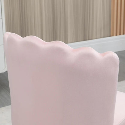 HOMCOM Velvet-Feel Shell Accent Chair with Metal Legs and Comfort Padding - Pink Additional View 10