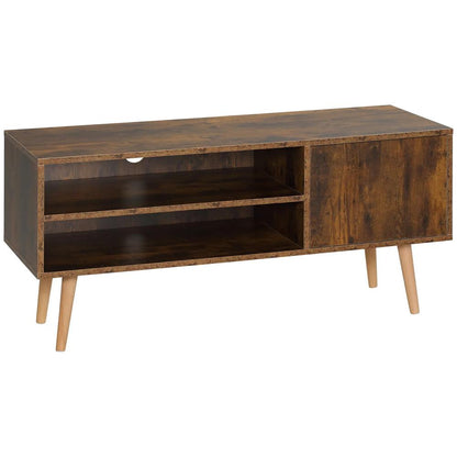 HOMCOM TV Stand Cabinet up to 55 Inches, TV Unit with Single Door and Open Shelves, Cable Holes for Living Room, Bedroom, Brown Additional View 10