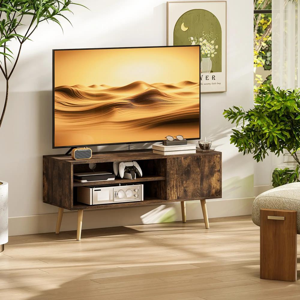 HOMCOM TV Stand up to 55 Inches, TV Unit with Open Shelves and Cable Holes Additional View 2