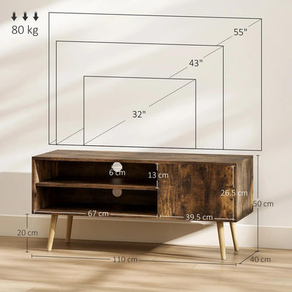 HOMCOM TV Stand up to 55 Inches, TV Unit with Open Shelves and Cable Holes Additional View 3