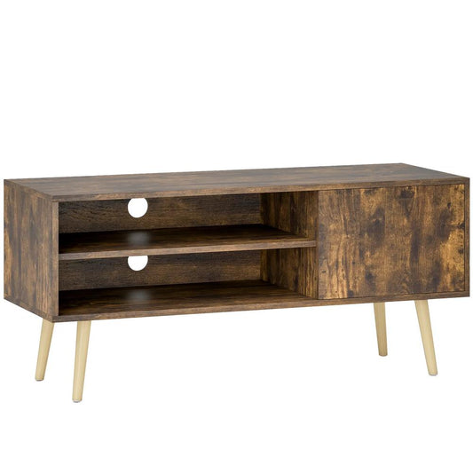 HOMCOM TV Stand up to 55 Inches, TV Unit with Open Shelves and Cable Holes