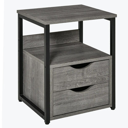 HOMCOM Industrial Side Table with Drawer, Sofa Table, Bedside Cabinet with Storage Shelf, Slim Nightstand for Living Room, Bedroom Additional View 11