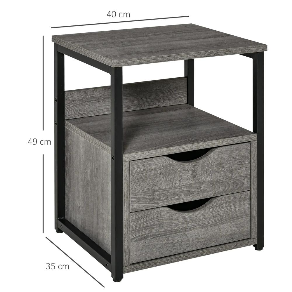 HOMCOM Industrial Side Table with Drawer, Sofa Table, Bedside Cabinet with Storage Shelf, Slim Nightstand for Living Room, Bedroom Additional View 13