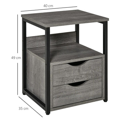 HOMCOM Industrial Side Table with Drawer, Sofa Table, Bedside Cabinet with Storage Shelf, Slim Nightstand for Living Room, Bedroom Additional View 13