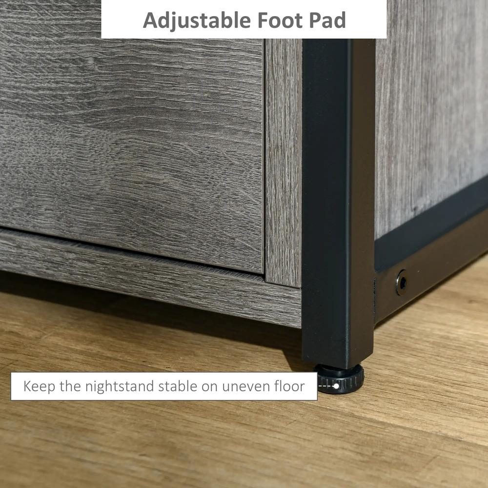 HOMCOM Industrial Side Table with Drawer, Sofa Table, Bedside Cabinet with Storage Shelf, Slim Nightstand for Living Room, Bedroom Additional View 16