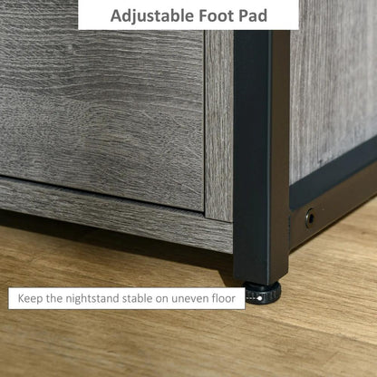 HOMCOM Industrial Side Table with Drawer, Sofa Table, Bedside Cabinet with Storage Shelf, Slim Nightstand for Living Room, Bedroom Additional View 16