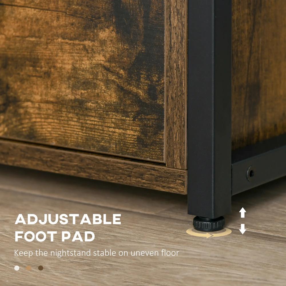 HOMCOM Industrial Side Table with Drawer, Sofa Table, Bedside Cabinet with Storage Shelf, Slim Nightstand for Living Room, Bedroom Additional View 6