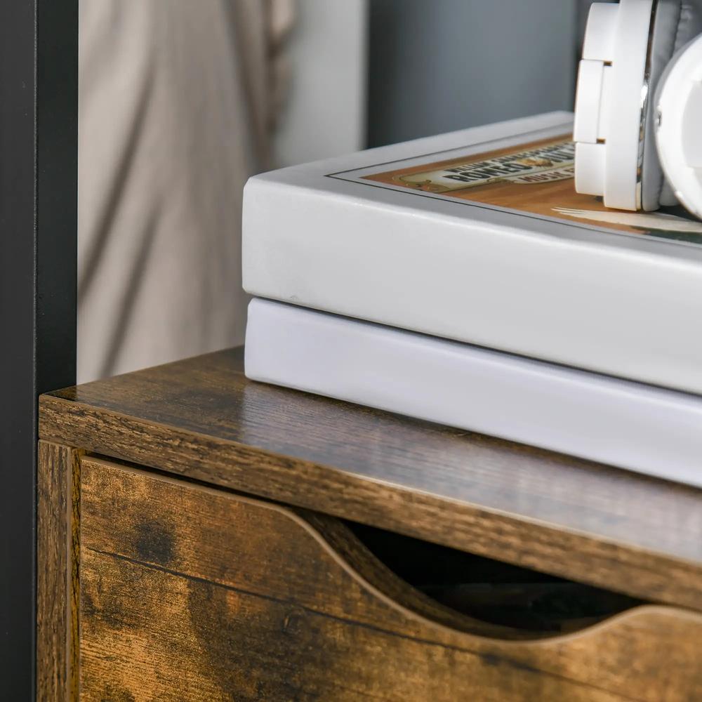 HOMCOM Industrial Side Table with Drawer, Sofa Table, Bedside Cabinet with Storage Shelf, Slim Nightstand for Living Room, Bedroom Additional View 9