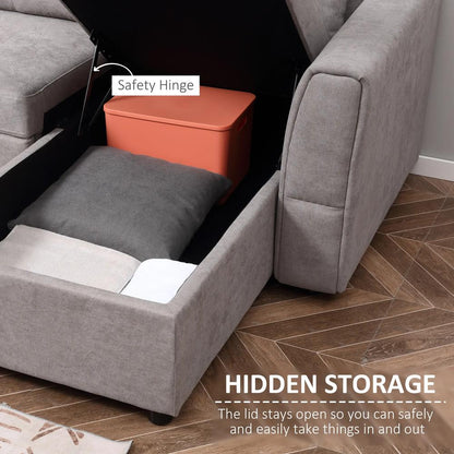HOMCOM 3 Seater Sofa Bed, Pull Out Sofa Bed with Storage for Living Room Additional View 18
