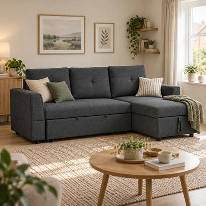 HOMCOM 3 Seater Sofa Bed, Pull Out Sofa Bed with Storage for Living Room Additional View 2
