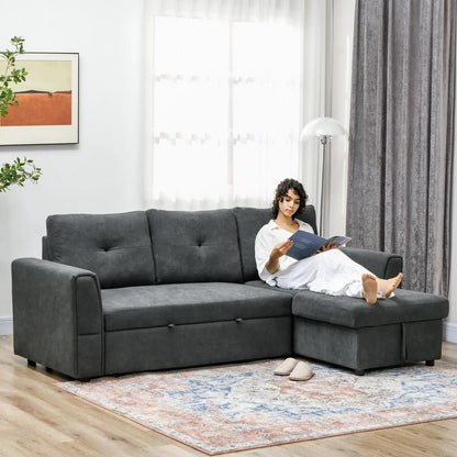 HOMCOM 3 Seater Sofa Bed, Pull Out Sofa Bed with Storage for Living Room Additional View 3