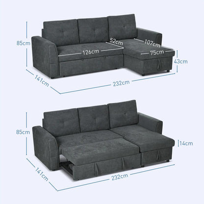 HOMCOM 3 Seater Sofa Bed, Pull Out Sofa Bed with Storage for Living Room Additional View 4