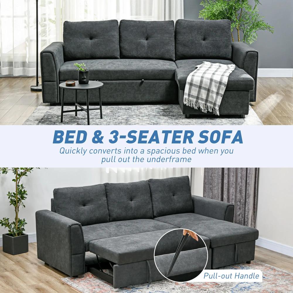 HOMCOM 3 Seater Sofa Bed, Pull Out Sofa Bed with Storage for Living Room Additional View 5