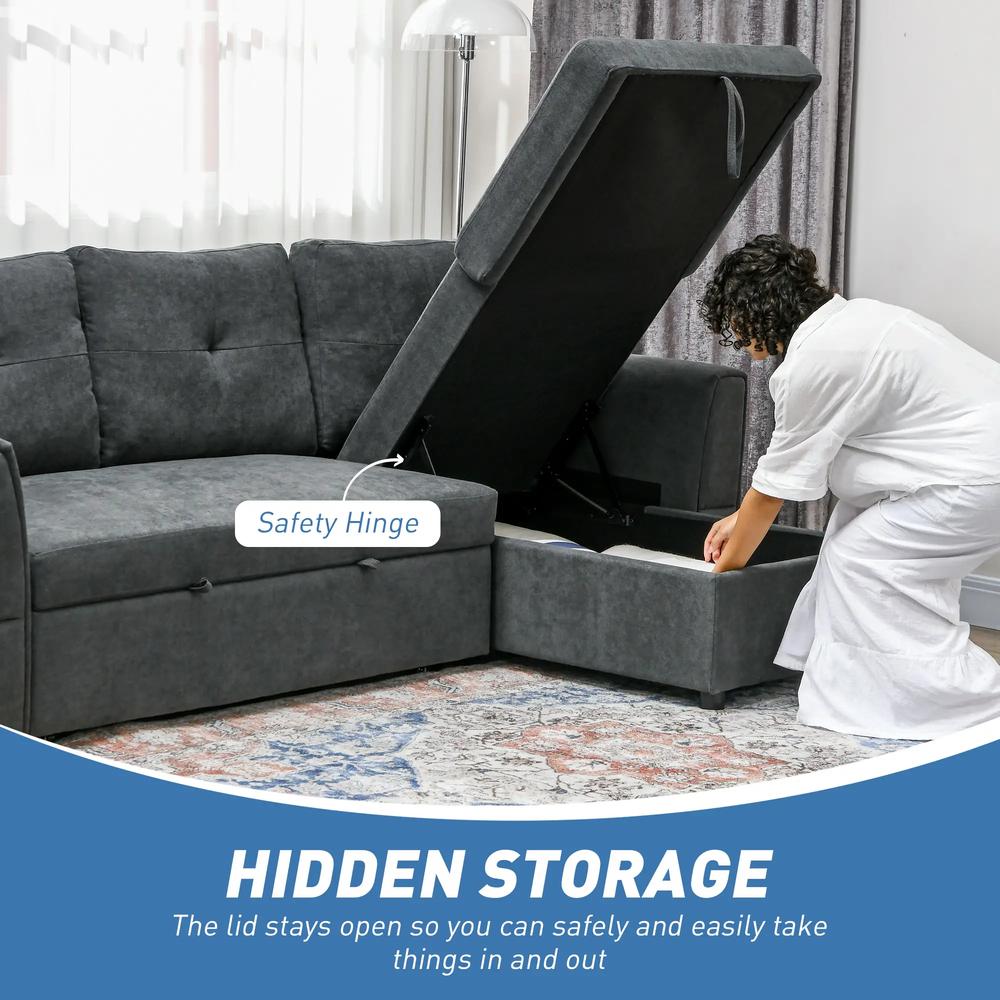 HOMCOM 3 Seater Sofa Bed, Pull Out Sofa Bed with Storage for Living Room Additional View 6