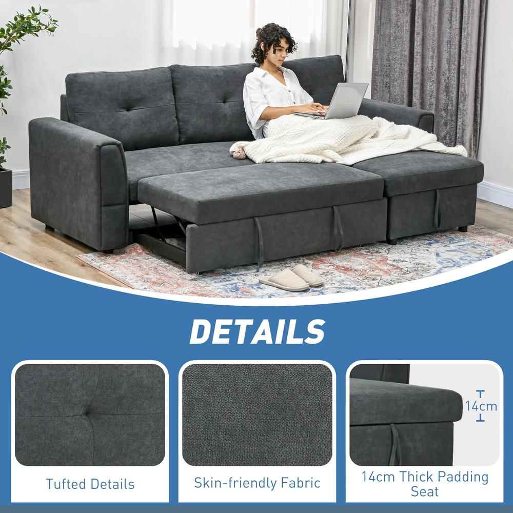 HOMCOM 3 Seater Sofa Bed, Pull Out Sofa Bed with Storage for Living Room Additional View 7