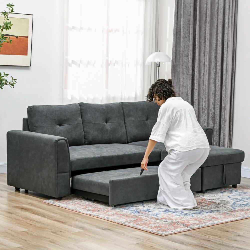 HOMCOM 3 Seater Sofa Bed, Pull Out Sofa Bed with Storage for Living Room Additional View 8