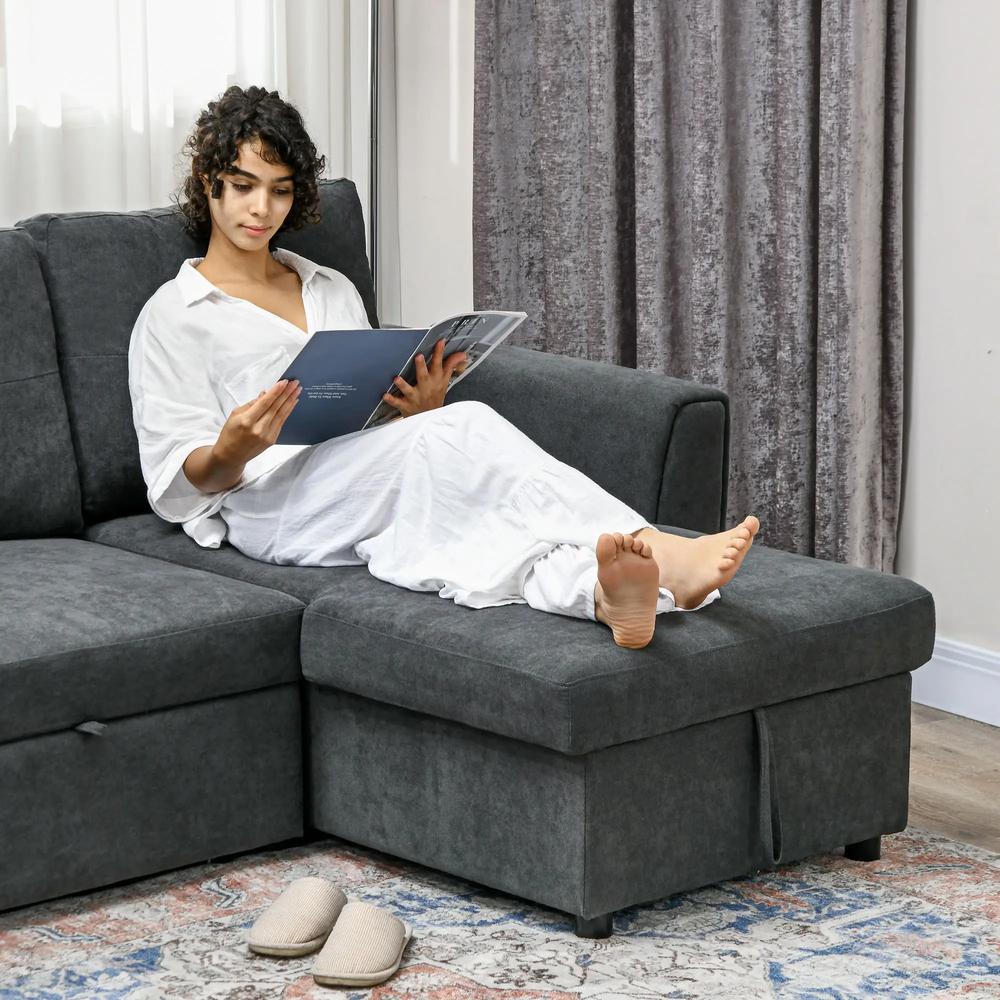 HOMCOM 3 Seater Sofa Bed, Pull Out Sofa Bed with Storage for Living Room Additional View 9