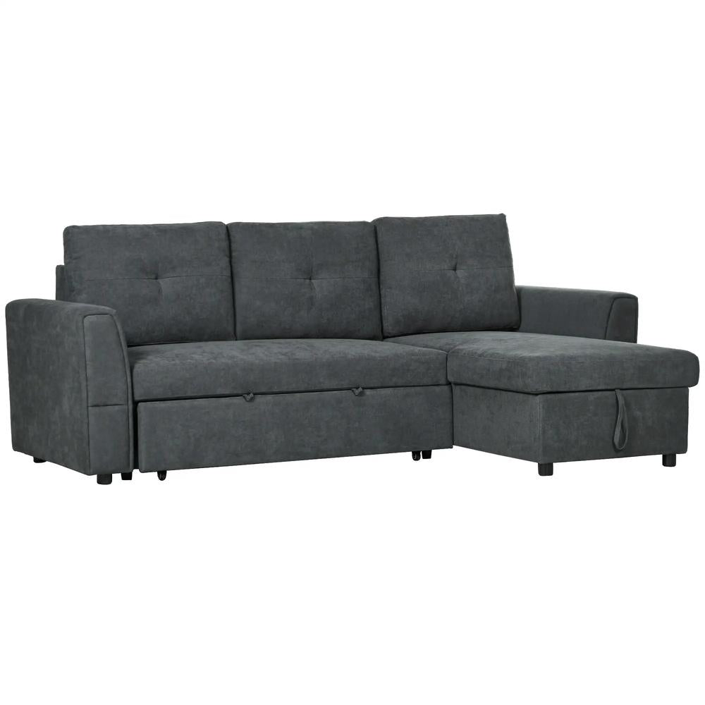 HOMCOM 3 Seater Sofa Bed, Pull Out Sofa Bed with Storage for Living Room