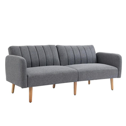 HOMCOM 3 Seater Sofa Bed, Convertible Linen Fabric Sofa Couch, Click Clack Sofabed with Adjustable Split Backrest for Living Room, Bedroom, Guest Room, Grey Additional View 12