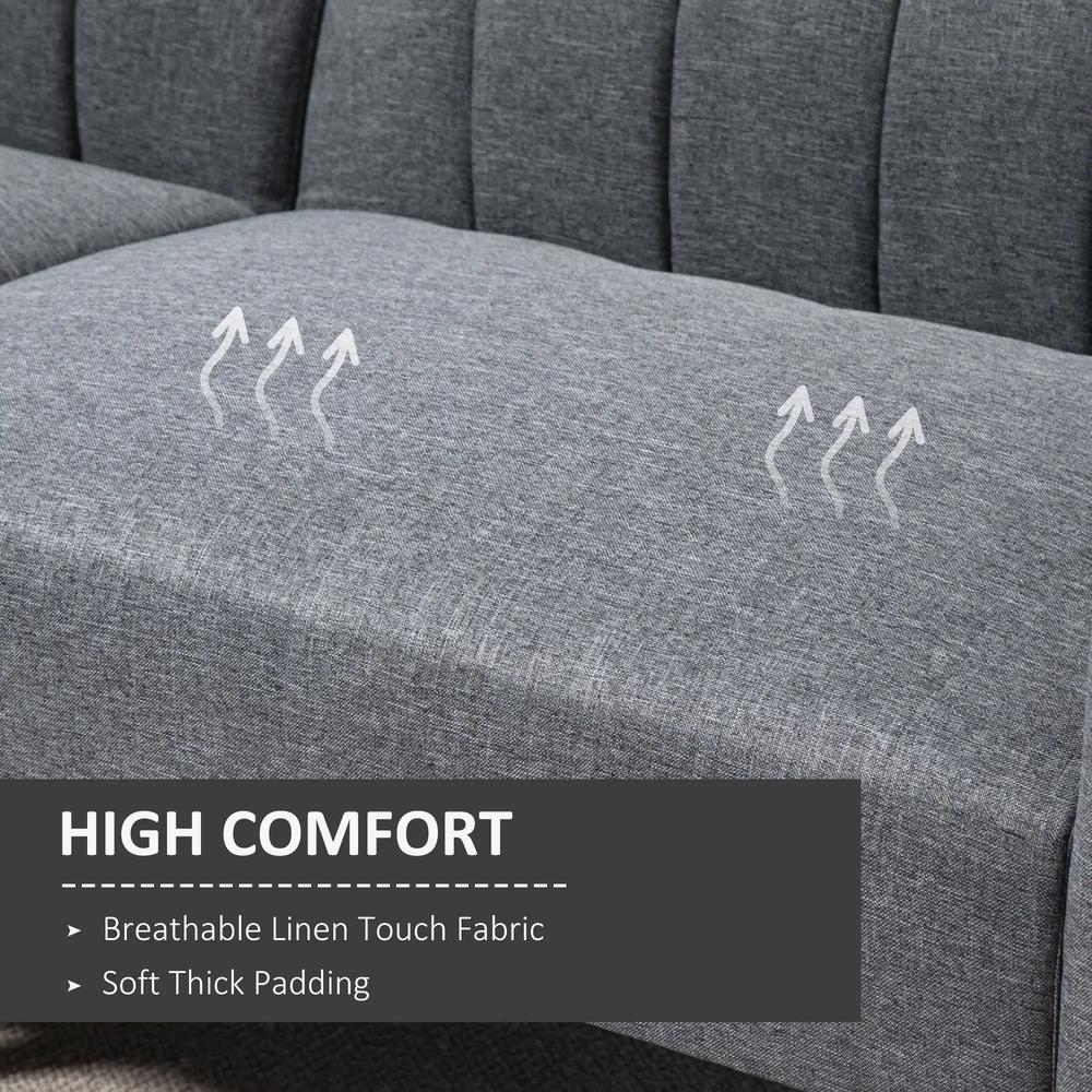 HOMCOM 3 Seater Sofa Bed, Convertible Linen Fabric Sofa Couch, Click Clack Sofabed with Adjustable Split Backrest for Living Room, Bedroom, Guest Room, Grey Additional View 4