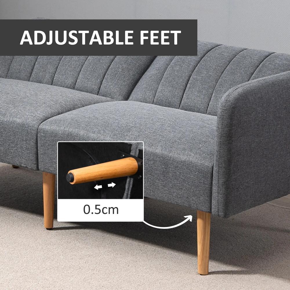 HOMCOM 3 Seater Sofa Bed, Convertible Linen Fabric Sofa Couch, Click Clack Sofabed with Adjustable Split Backrest for Living Room, Bedroom, Guest Room, Grey Additional View 6