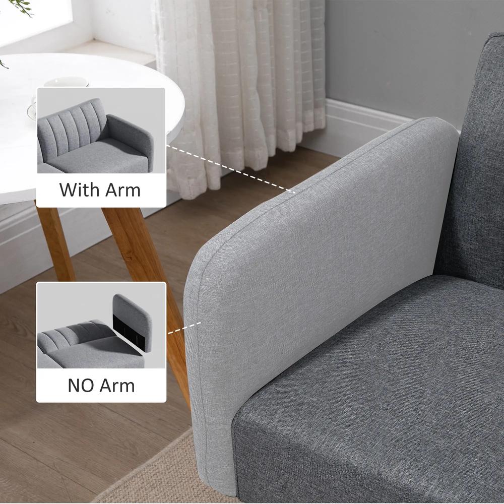 HOMCOM 3 Seater Sofa Bed, Convertible Linen Fabric Sofa Couch, Click Clack Sofabed with Adjustable Split Backrest for Living Room, Bedroom, Guest Room, Grey Additional View 7