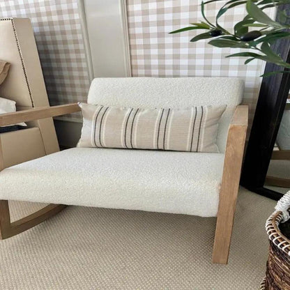 HOMCOM Rocking Chair, Upholstered Sofa Armchair with Cushion and Wood Base for Living Room and Bedroom, Cream White Additional View 12