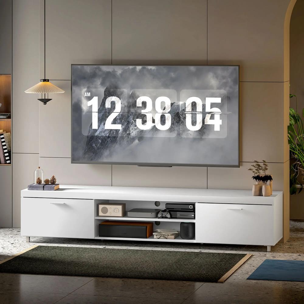 HOMCOM Modern TV unit Cabinet Entertainment Centre for TVs up to 90" w/ Cabinet Shelf for Living room Bedroom Additional View 20
