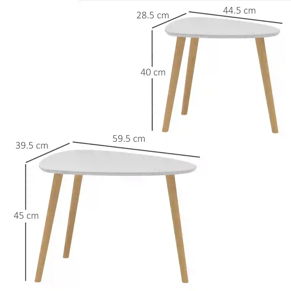 HOMCOM Nesting Coffee Table, Set of 2 Side Tables, Stacking End Tables with Solid Wood Legs, for Living Room Bedroom Additional View 13