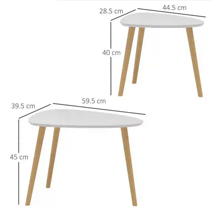 HOMCOM Nesting Coffee Table, Set of 2 Side Tables, Stacking End Tables with Solid Wood Legs, for Living Room Bedroom Additional View 13